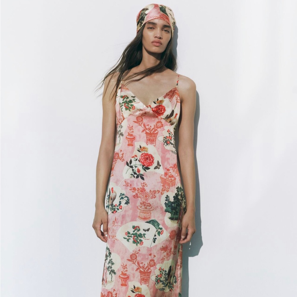✨NW/OT Zara Printed Slip Midi Dress